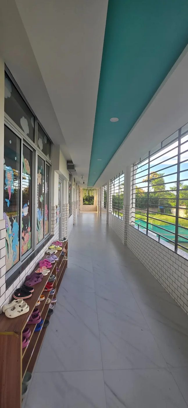 Bright kindergarten corridor at Grace Academy